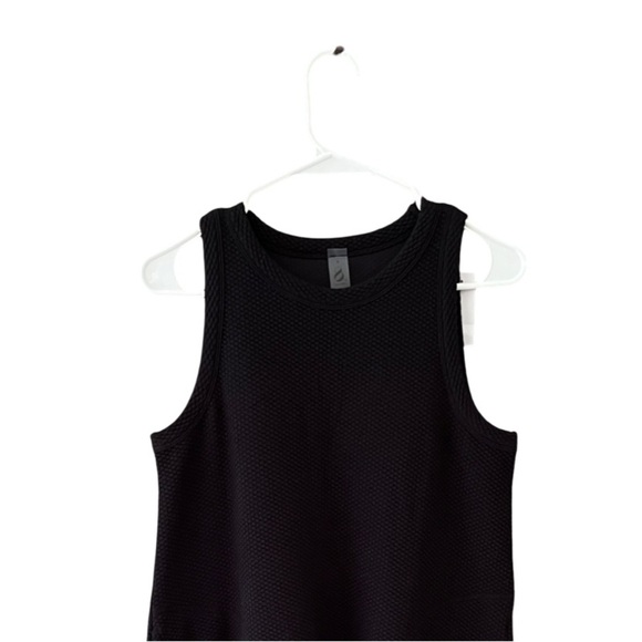 Lou & Grey Textured Black Mini Halter Dress S | Shift Knit Minimalist NWT - Picture 4 of 13